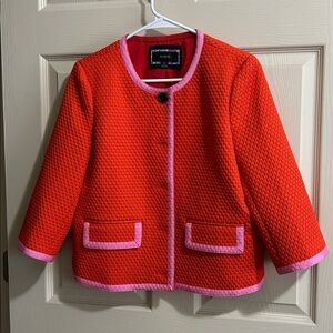 NWOT J. Crew three-quarter sleeve jacket matelasse pink orange size 8